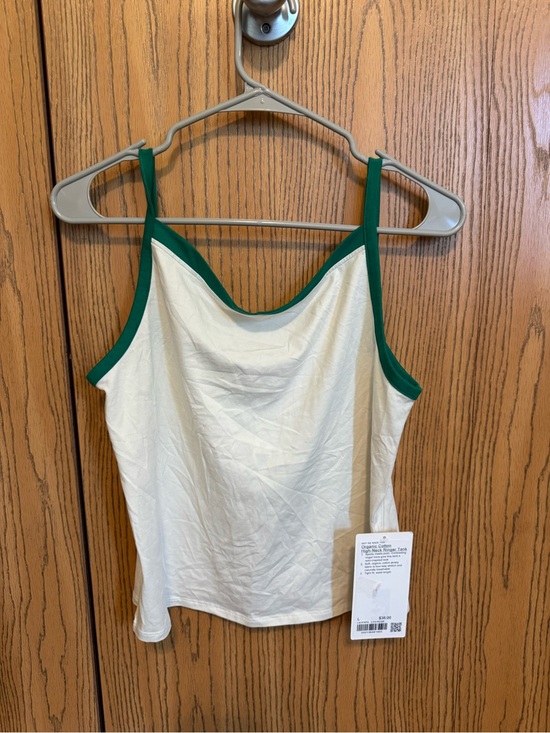 lululemon athletica Tops - Lululemon Organic Cotton High-Neck Ringer Tank Top in Light Ivory/Raceway Green